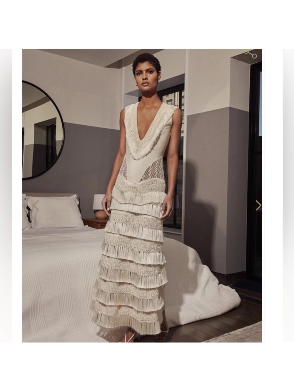 PatBO Fringed Trim V-Neck Maxi Dress - Picture 4 of 9
